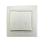 выключатель скрытой проводки двойной проходной белый lezard mira