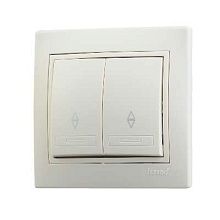 Выключатель скрытой проводки двойной проходной белый Lezard MIRA