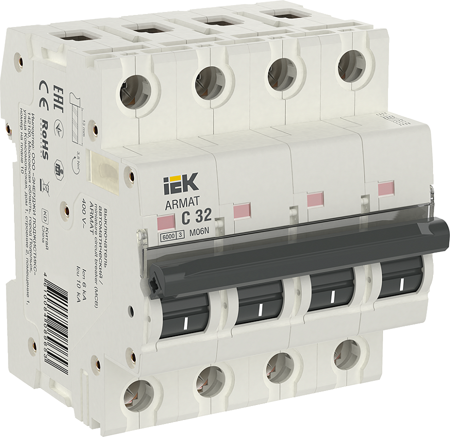 armat автоматический выключатель m06n 4p c 32а iek