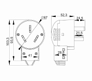 вилка разборная для плиты с з/к 32а белая впл10-к iek 