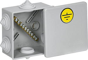 Коробка уравнивания потенциалов КУП КМ41360 с защелкивающейся крышкой 85х85х40мм IP44 6 гермовводов (RAL 7035) IEK