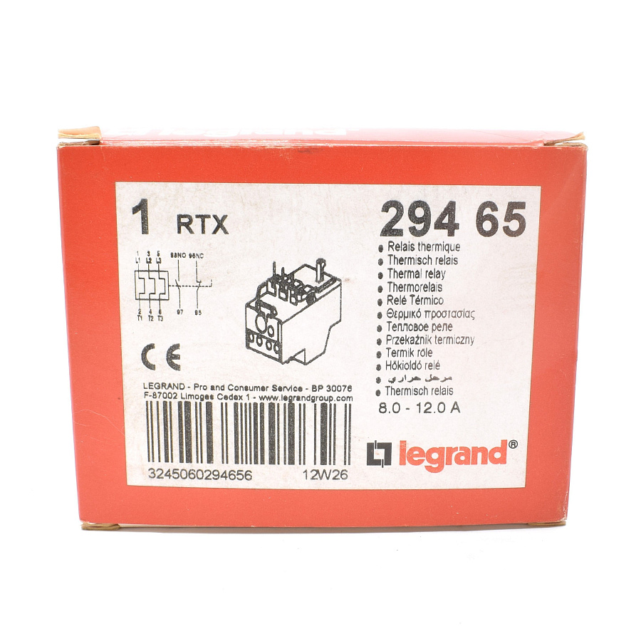 реле тепловое rtx-1 (8,0-12а) 1н.о+1н.з (типоразмер 1) legrand (29465) 
