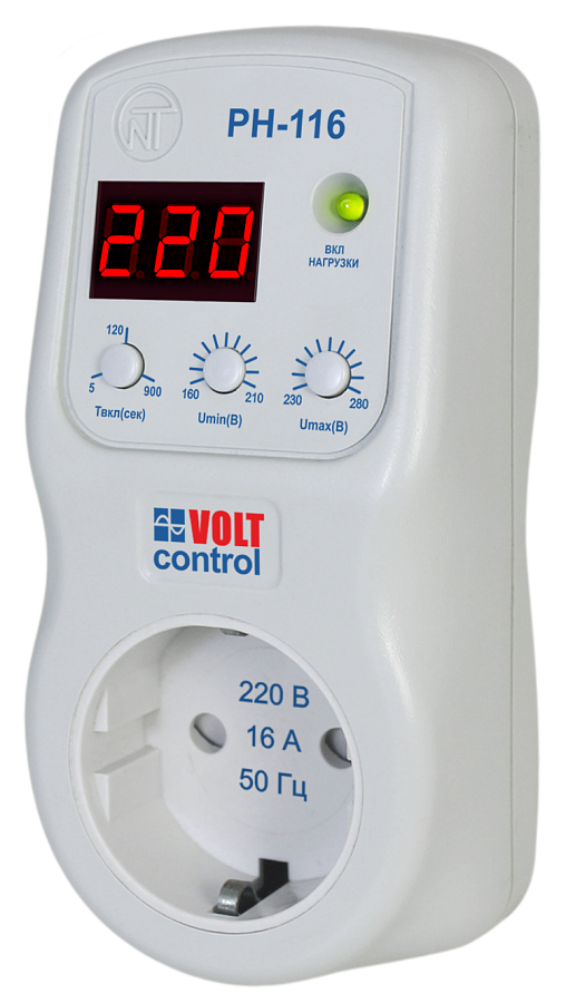 реле напряжения рн-116 16а в розетку (новатек-электро) 