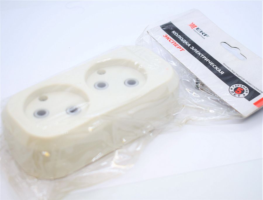 колодка "эксперт" без з/к 2 гнезда 10а  ekf 