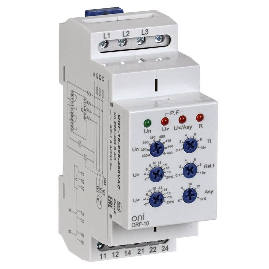 реле контроля фаз orf-10 3 фазы 2 контакта 220-460в ac oni 