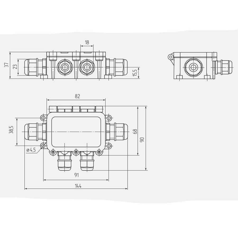 коробка распределительная герметичная 4-х вводная mg box m-4 ip68 (fortisflex)