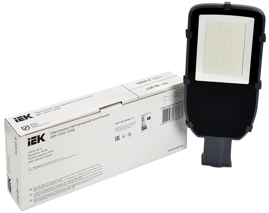 светильник светодиодный дку 1002-100д 5000к ip65 серый iek