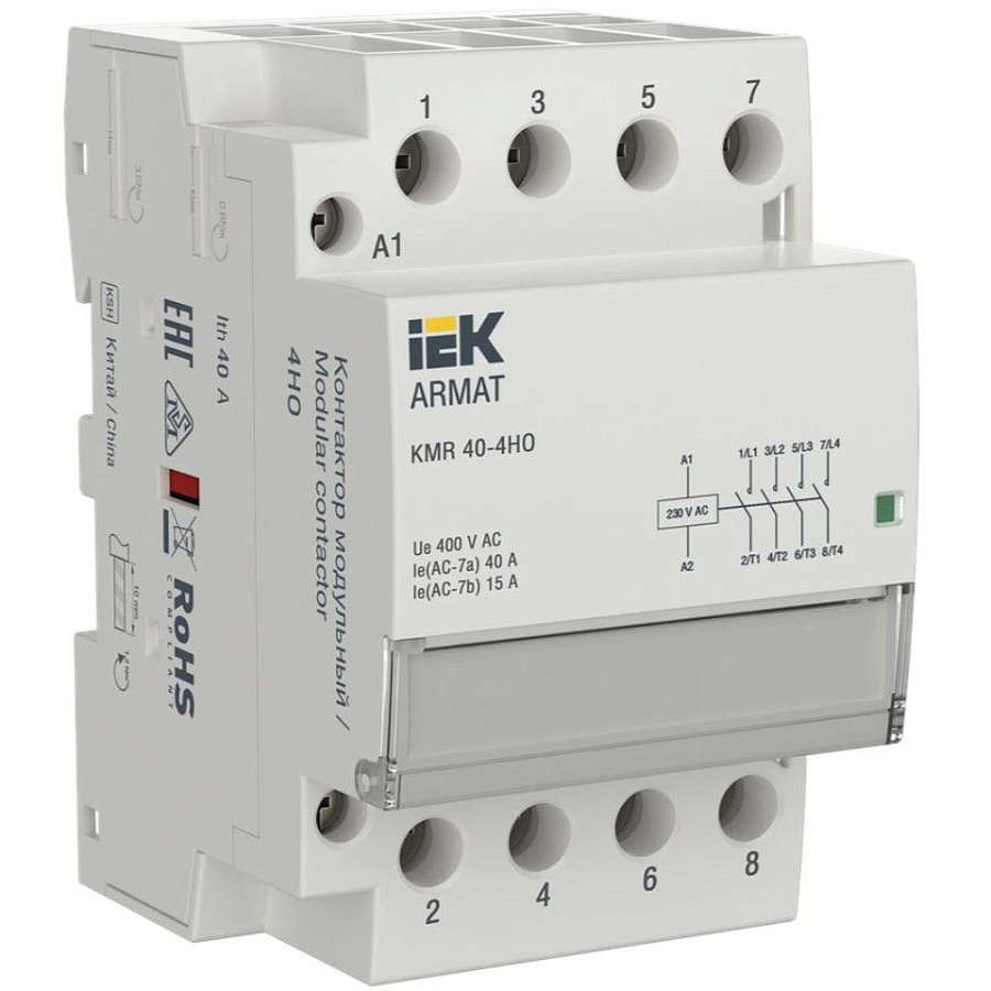 armat контактор модульный kmr 40а 230в ac 4но iek