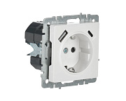 brite розетка 1-местная с заземлением с защитными шторками 16а с usb a+c 18вт рюш11-1-брб белый iek
