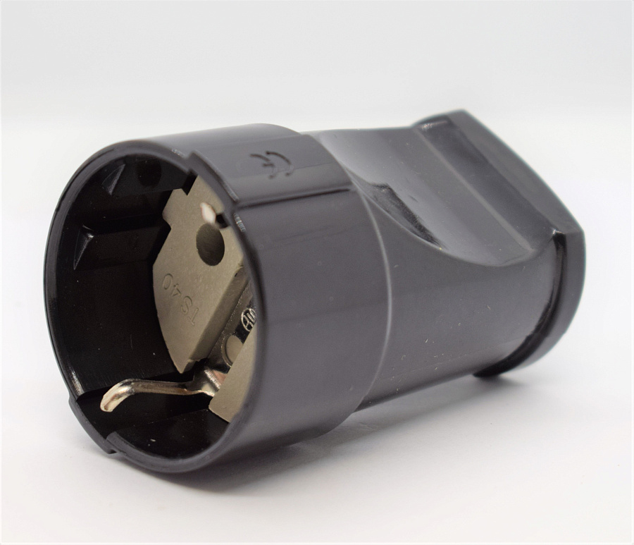 гнездо штепсельное "евро" 16а 250в (черный) ekf