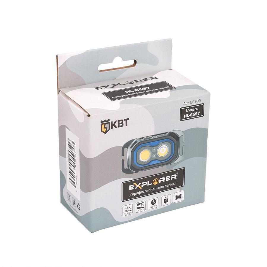 фонарик налобный hl-6567 серия explorer светодиодный с сенсором движения (квт)