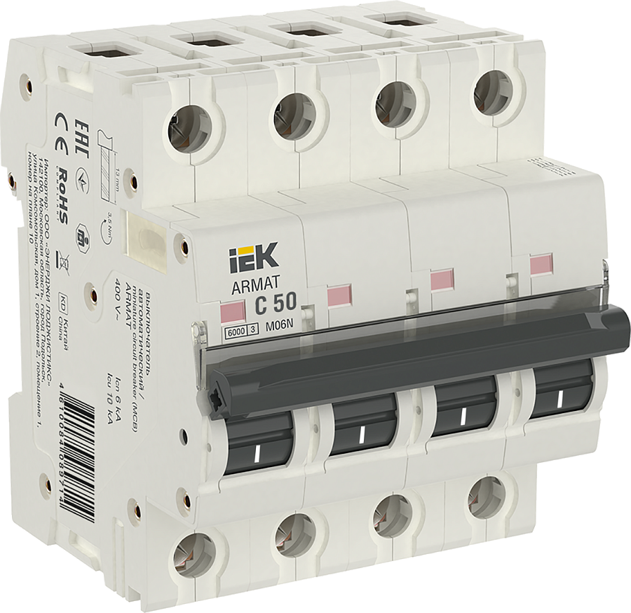 armat автоматический выключатель m06n 4p c 50а iek