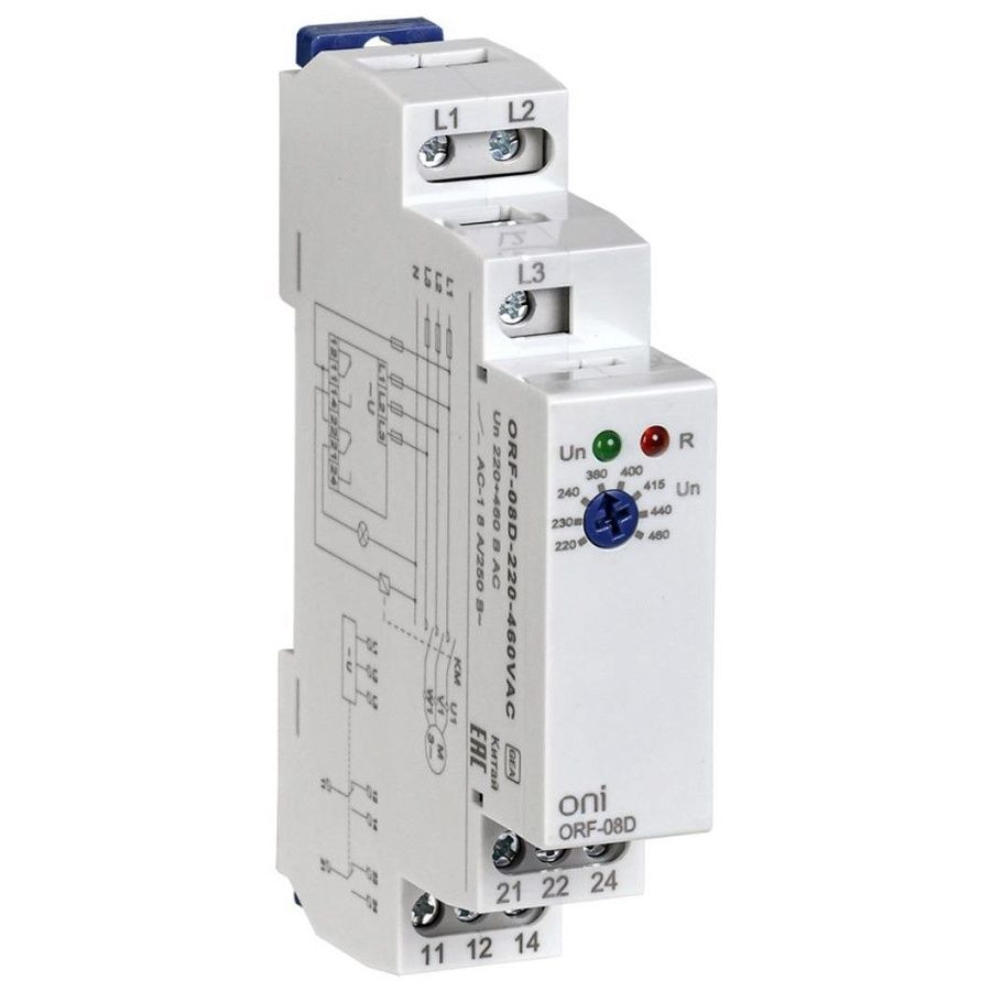 реле контроля фаз orf-08d 3 фазы 2 контакта 220-460в ac oni 