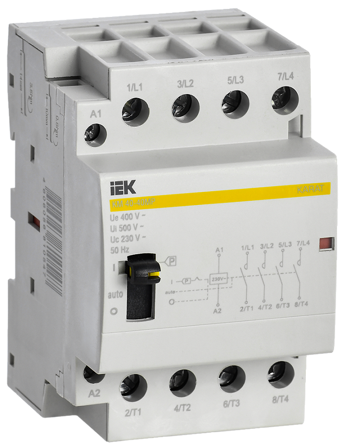 контактор модульный с ручным управлением км40-40мр ac karat iek