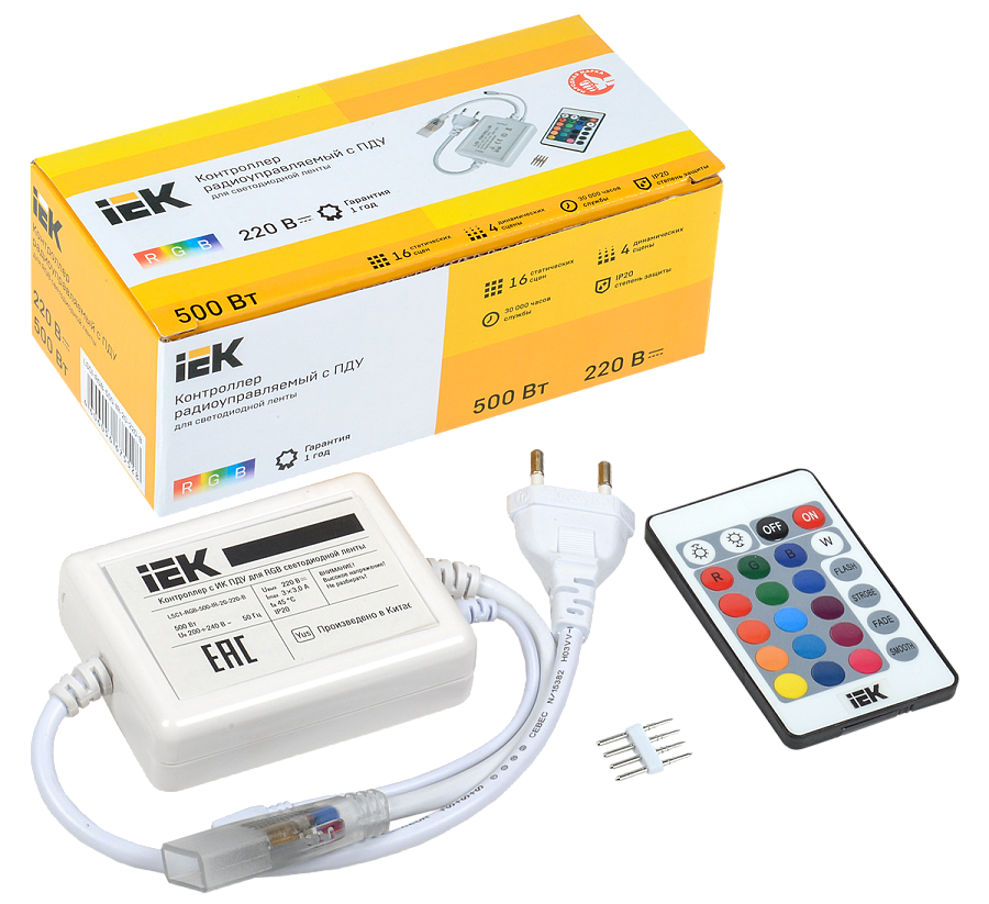 контроллер с пду ик rgb 3 канала 220в 1а 500вт iek