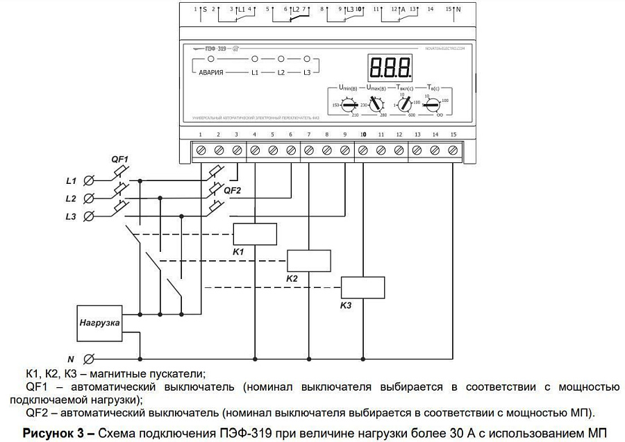 переключатель фаз пэф-319 (новатек-электро) 