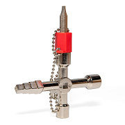 ключ для электрошкафов кэш-5м серия мастер с 5 профилями и битой крест/шлиц (квт) 