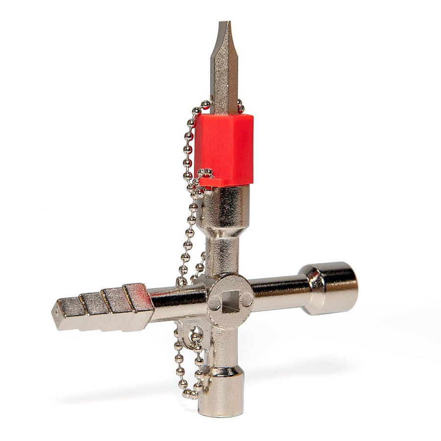 ключ для электрошкафов кэш-5м серия мастер с 5 профилями и битой крест/шлиц (квт) 