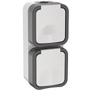 tors розетка 2-я с з/к кр. верт. 16а ip55 ts232 сер-бел iek