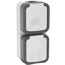 TORS Розетка 2-я с з/к кр. верт. 16А IP55 TS232 сер-бел IEK