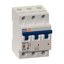 Выключатель автоматический OptiDin BM63-3B16-УХЛ3  3Р 16А хар-ка "B"  6кА (КEАZ)