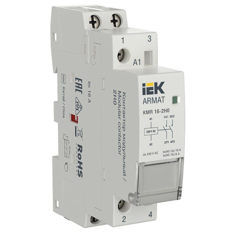 armat контактор модульный kmr 16а 230в ac 2но iek