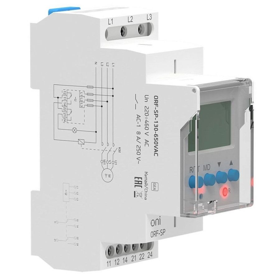 реле контроля фаз orf-sp 3 фазы 2 контакта 130-650в ac oni 