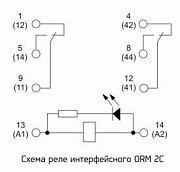 реле интерфейсное orm-1 2c 24в dc со светодиодом и тестовой кнопкой oni 