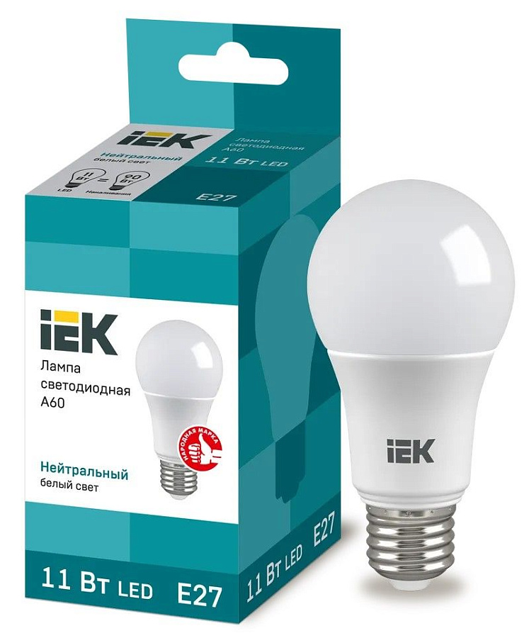 лампа led a60 шар 11вт 230в 4000к e27 iek