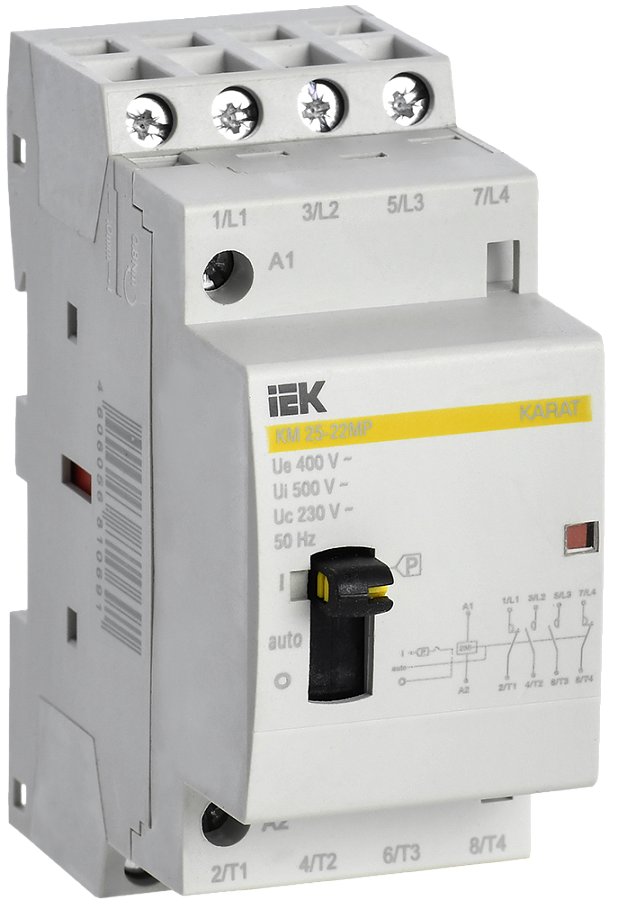 контактор модульный с ручным управлением км25-22мр ac karat iek