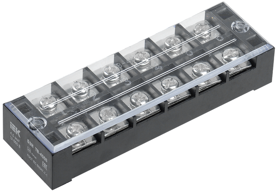 блок зажимов бзн тв-4506 4,5мм2 45а 6 пар iek