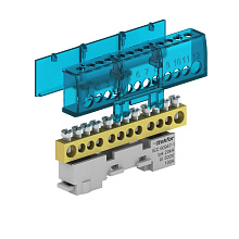 Шина нулевая изолир. на DIN-рейку/плоскость KSN-6-6x9-16-Ni BLUE никелированная (Текфор)