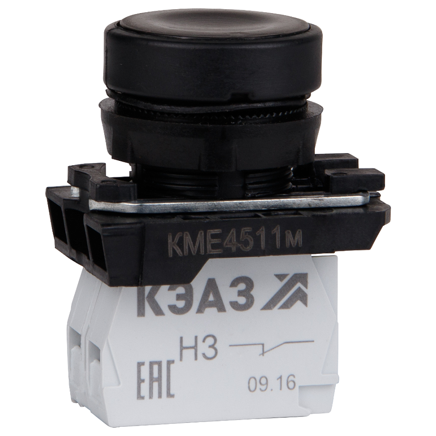 кнопка кме4511м-черный-1но+1нз-цилиндр-ip54-кэаз