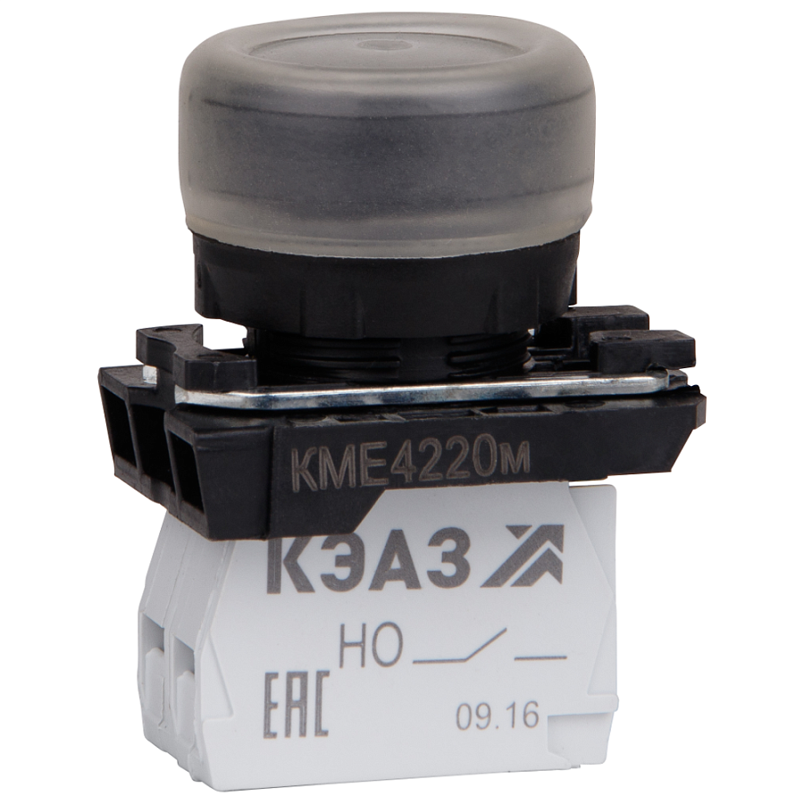 кнопка кме4220м-черный-2но+0нз-цилиндр-ip65-кэаз