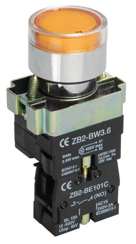 кнопка lay5-bw3561 с подсветкой желтый 1з iek