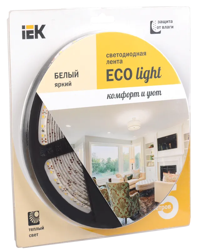 Лента светодиодная 5м блистер LSR-3528WW120-9.6-IP65-12V IEK-eco