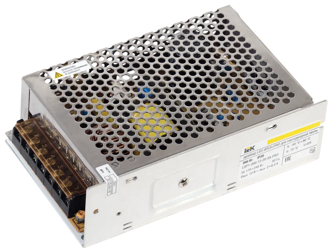 Драйвер LED ИПСН-PRO 200Вт 12 В блок - клеммы IP20 IEK