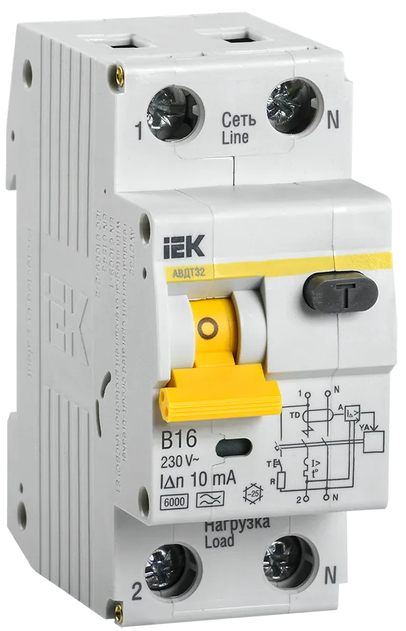 Автоматический выключатель дифференциального тока АВДТ32 B16 10mА IEK