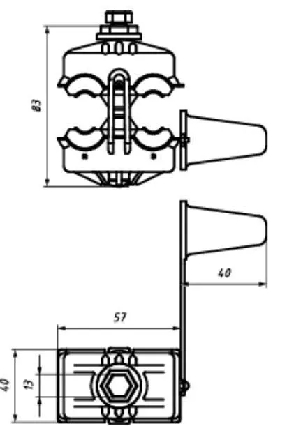 зажим ответвительный р-70 ( 25-150мм2 / 25-95мм2) (нилед) 