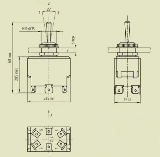 тумблер п2т-2 (6a 250в ac)