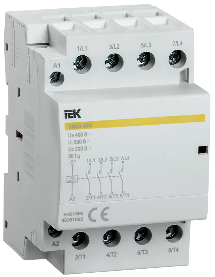 контактор модульный км63-40м ac/dc iek
