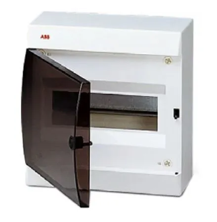 корпус пластиковый накладной 8 модулей дверь дымчатая unibox ip40 (215х220х110мм) 122580006 abb
