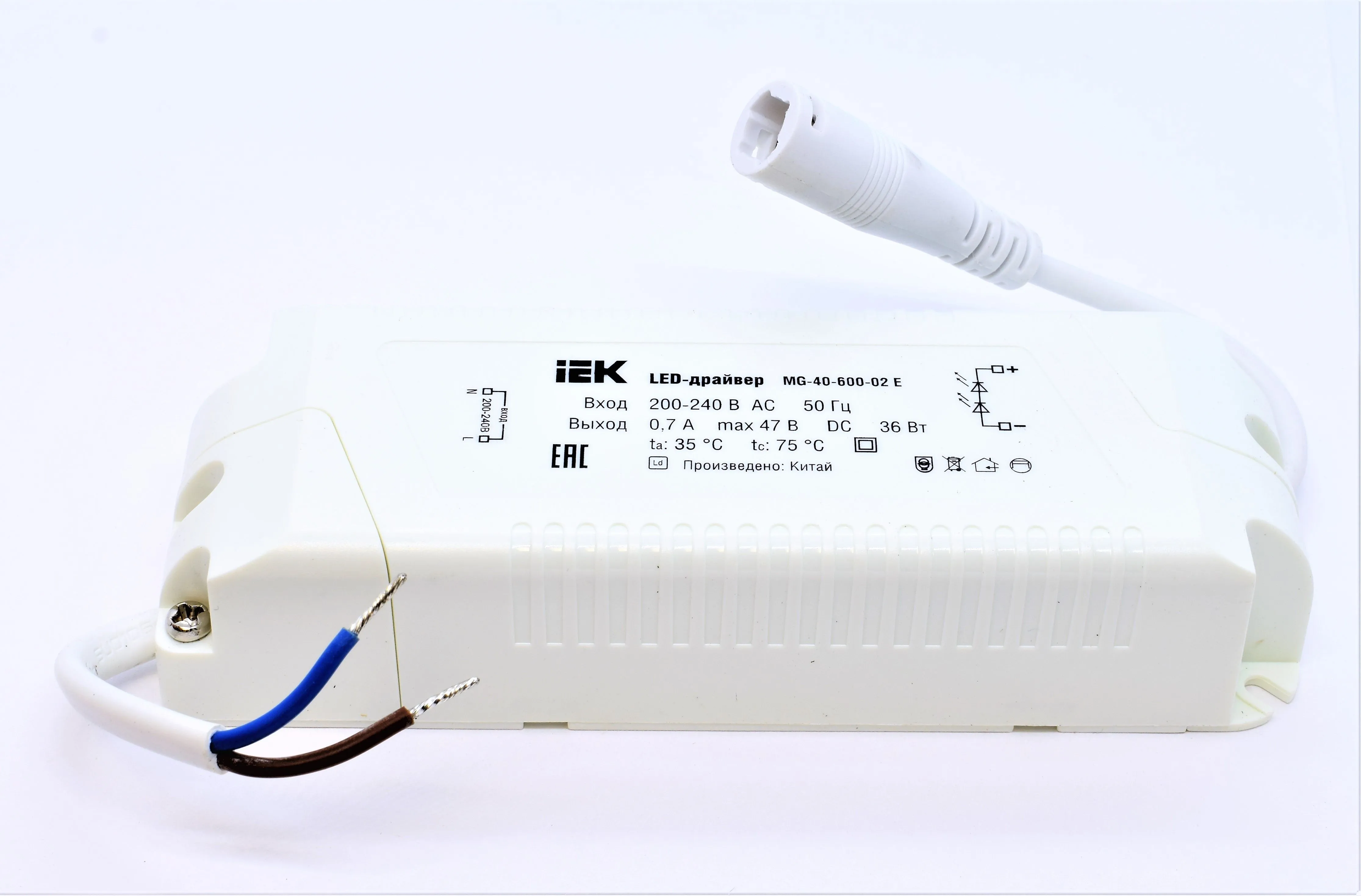 LED - драйвер MG-40-600-02 E IEK (для ДВО6565 eco W, ДВО6566 eco W с белой рамкой)