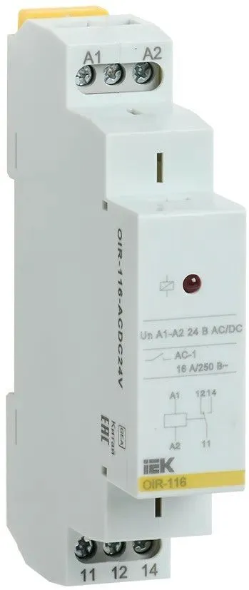 Реле промежуточное модульное OIR 1 контакт 16А 24В AC/DC IEK