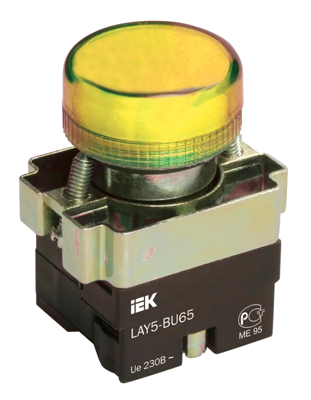 индикатор lay5-bu65 желтого цвета d22мм iek