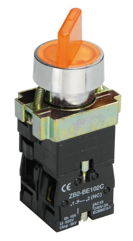 переключатель lay5-bk2565 2 положения желтый no+nc iek