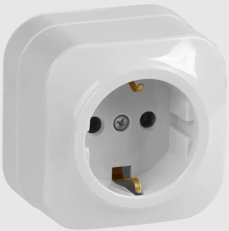 розетка одноместная для открытой установки рс20-3-хб с заземлением 16а glory белый iek