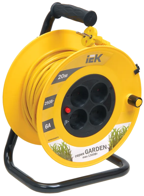Катушка УК20 с термозащитой 4 места 2P/20м 2х0,75мм2 GARDEN IEK